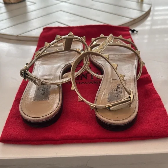 Valentino Cream Rockstud Sandals - Picture 4 of 7